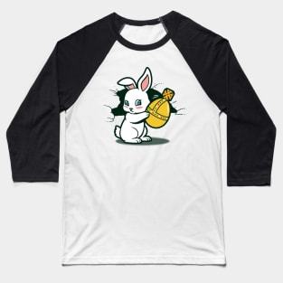 Cute Killer Easter Bunny Shaking Holy Grenade Cartoon Baseball T-Shirt